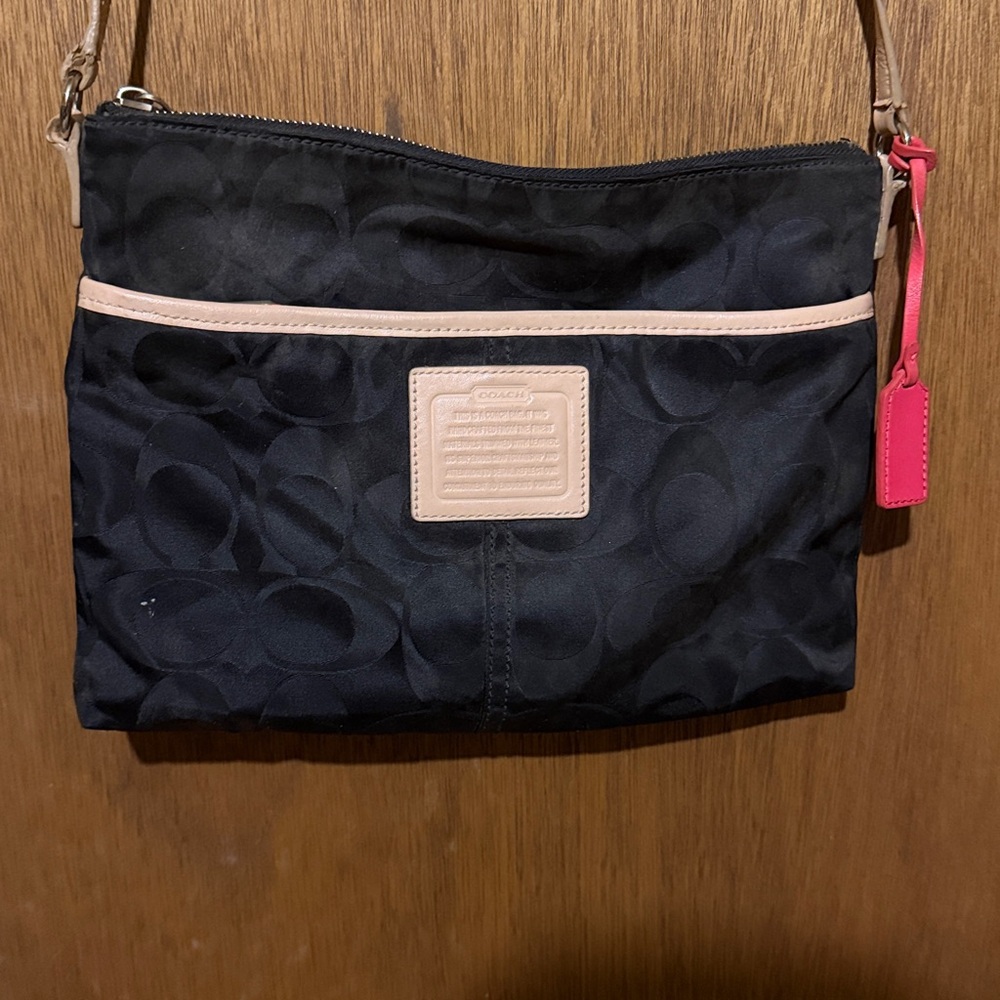 Coach Black and Tan Signature Crossbody Bag